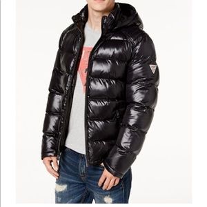 GUESS Hooded Puffer Coat L Mens Puffy $225 NWT